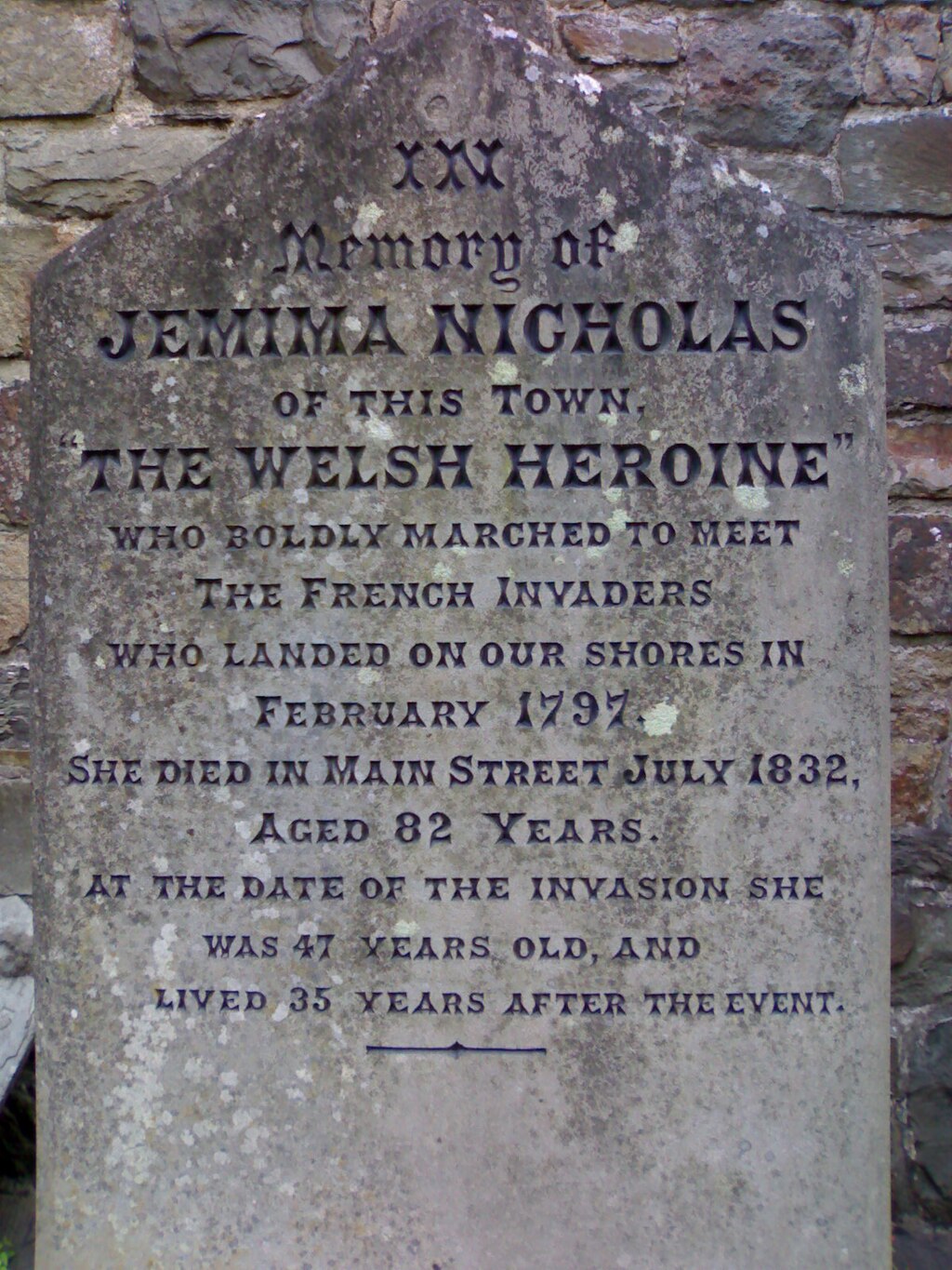 Bedd Jemima Nicholas