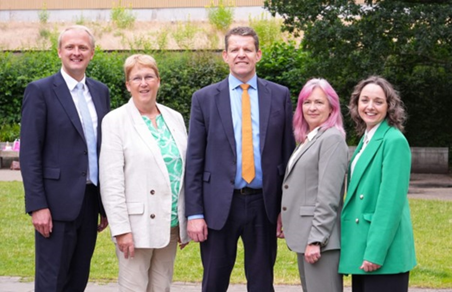 Plaid Cymru’s four elected MPs with party leader, Rhun ap Iorwerth. Neil Hall/EPA Images