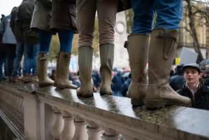 Farmers protesting in central London. Alamy/David Tramontan