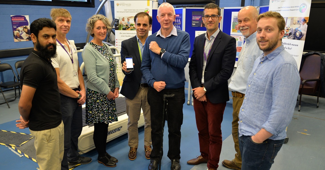 Stroke patient Dylan Williams (wearing watch) with members of the team who are working on the app designed to improve the quality of life of stroke patients.
