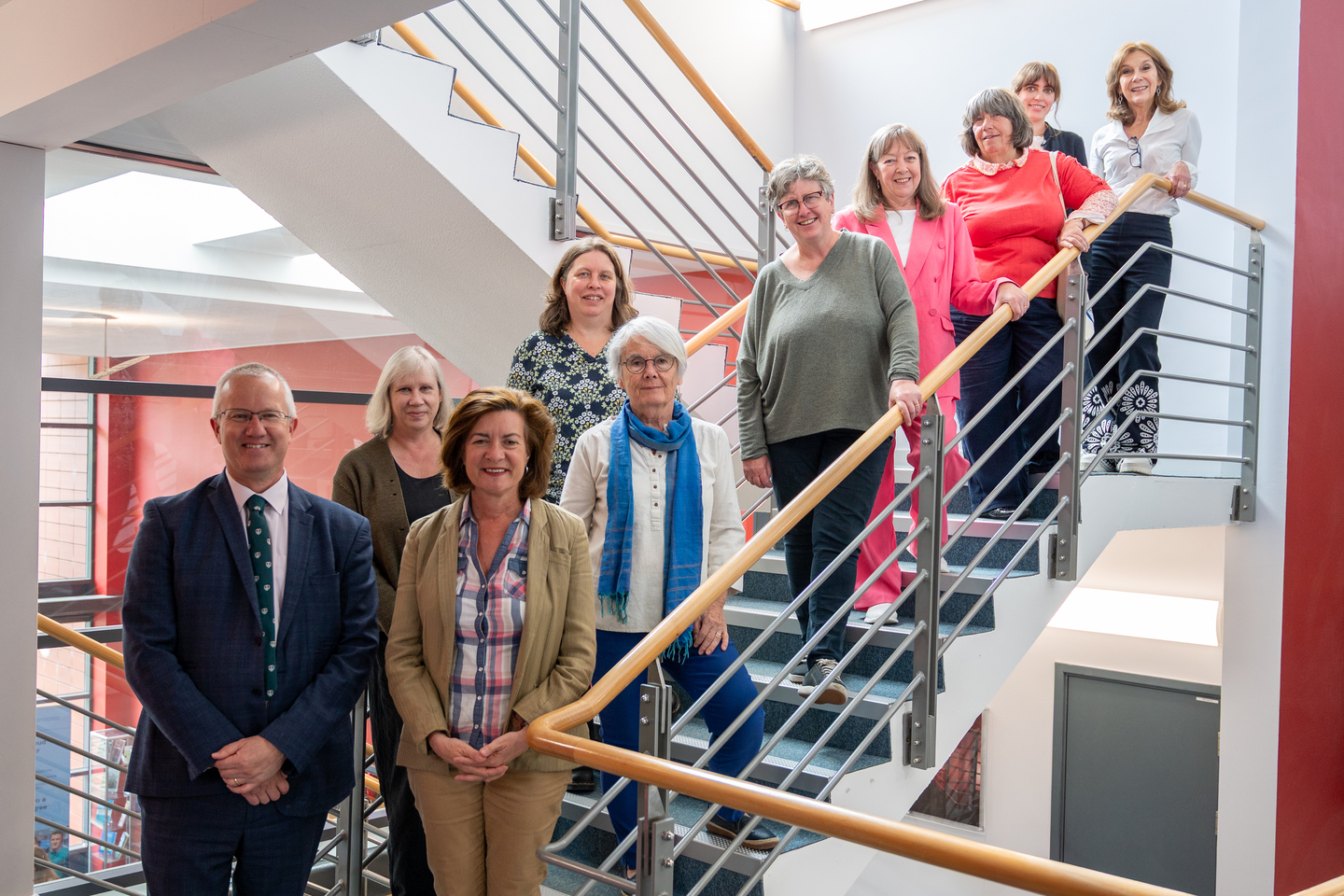 First Minister Eluned Morgan and Aberystwyth University Vice-Chancellor Professor Jon Timmis with the organisers of the peace conference at Aberystwyth.