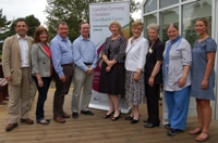 Professor April McMahon, Vice-Chancellor of Aberystwyth University with Welsh tutors from the Mid Wales Welsh for Adults Centre