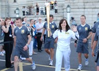 Bridget James with the Olympic Torch.