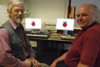 Dave Price (right) and Ian Izett creators of the Raspberry Pi Robotic Orchestra