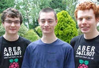 Daniel Clark (left), Ashley Iles and Louis Taylor from the Aber Sailbot team
