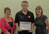 L to R: Sian Sherman (Food & Beverage Assistant Manager, Aberystwyth University Students’ Union), Scott Roe (SEOTY winner 2014) and Bev Herrin (Aberystwyth University Careers Service).