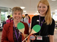 Event organisers Jackie Sayce (left) and Daisy Veronica Rendall with the wooden spoons that were presented to the winners.