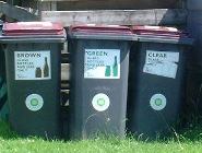 Recycling bins at Aberystwyth University