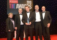 Members of the IBERS team receiving the award for Outstanding Contribution to Innovation and Technology at the 2013 Times Higher Education Awards