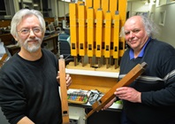 Ian Izett (left) and Dave Price, creators of the Aberystwyth robotic orchestra