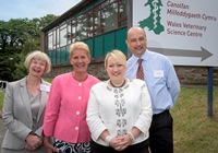 Official opening of Wales Veterinary Science Centre; L to R Professor April McMahon, Vice-Chancellor Aberystwyth University, Professor Christianne Glossop, Chief Veterinary Officer for Wales, Welsh Government Deputy Minister for Farming and Food  Rebecca Evans AM, and Mr Phil Thomas, Director, Iechyd Da.