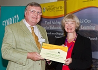 Ron Lewis, Carmarthen, winner of the Lifelong Learning Student of the Year Award, presented by Professor April McMahon, Aberystwyth University Vice-Chancellor at the Awards Ceremony held at Aberystwyth University on 21 October 2015.