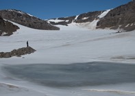 Professor Neil Glasser standing on “Unnamed Glacier” (now Glasser Glacier), James Ross Island, Antarctica in 2011.  Photo credit: Dr Bethan Davies