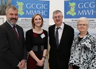 Left to Right: Professor Chris Thomas, Pro Vice-Chancellor Research at Aberystwyth University; Dr Rachel Rahman, Director of the Centre for Excellence in Rural Health Research at Aberystwyth University; Professor Mark Drakeford AM, Welsh Government Minister for Health and Social Services; and Gwerfyl Pierce Jones, Pro Chancellor, Aberystwyth University mark the launch of the Centre for Excellence in Rural Health Research.