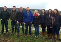 IBERS students pictured with Adam Henson during filming for Countryfile