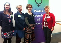 L to R:  The three award winners, Hannah Littlecott, Sarah Wydall and Melanie Morgan, with Welsh Government Finance Minister Jane Hutt