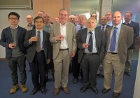 Professor Neville Greaves (centre) with speakers at the Symposium on Science of Disordered Materials held at University College London recently.