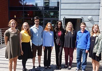 The eight students visiting Aberystwyth University as part of the Fulbright Commission Wales Summer Institute.
