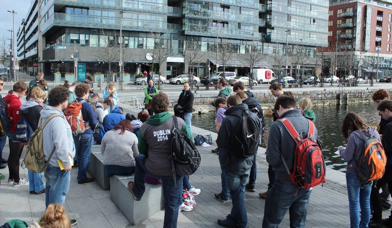 Professor Peter Merriman (Director of Undergraduate Studies in the Department of Geography and Earth Sciences), who led the accreditation process, carrying out field teaching in Dublin