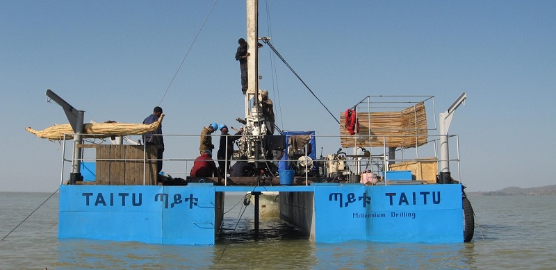 Drilling on Lake Tana – at 93 metre-long the sediment is one of the longest and most complete terrestrial climate records from eastern Africa.