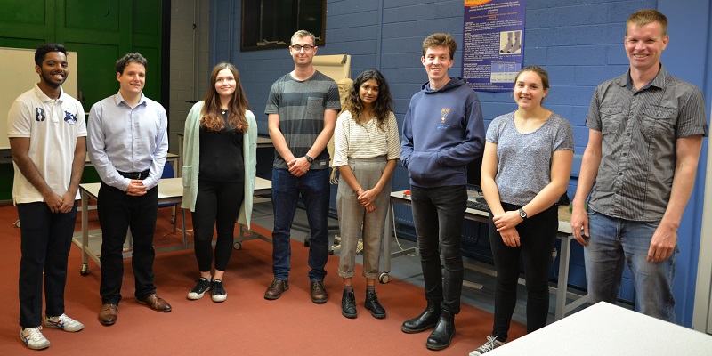 Cardiff University medical students with Dr Marco Arkesteijn (right), Lecturer in Sport and Exercise Biomechanics at the Institute of Biological, Environmental and Rural Sciences, during a familiarisation visit to the University’s sports science and medical research facilities.