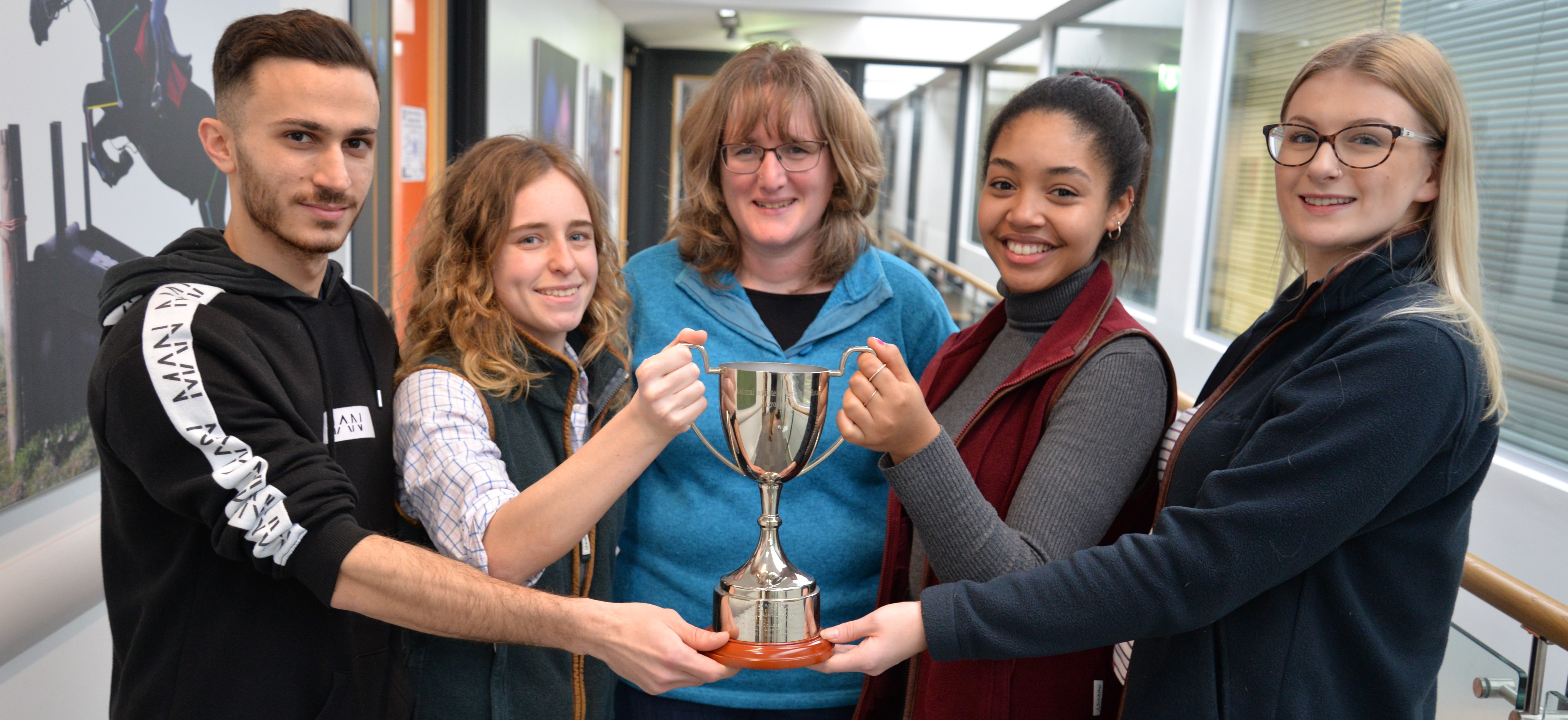 Left to right: The winners of the 2019 NIAB Agronomy Cup Yiannos Constantinou, Danika Lustle, Courtney Ifill and Summer de Slegte with lecturer Dr Irene Griffiths (centre).