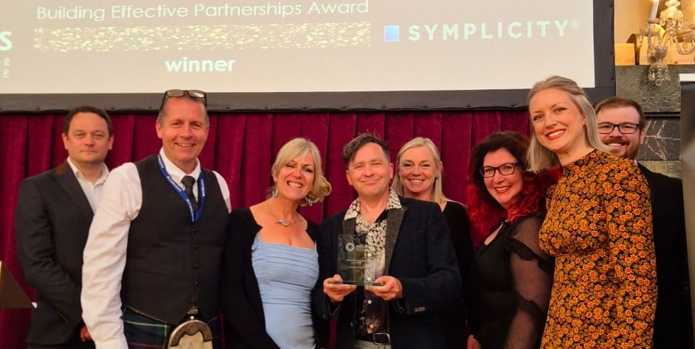 Members of Aberystwyth University’s Department of Careers and Employability receiving the Building Effective Partnerships Award at the Association of Graduate Careers Advisory Services Annual Conference.