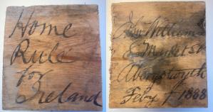 During the early stages of clearing the South Seddon section of Old College, workers came across a piece of wood hidden in one of the walls with the words “Home Rule for Ireland” written on it in black ink.