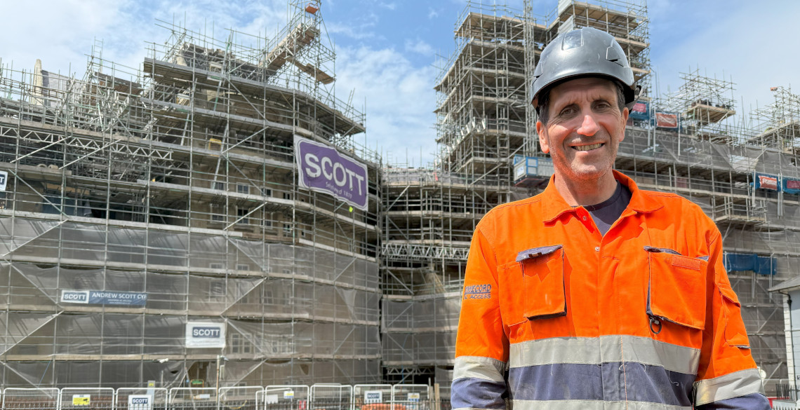 Rob Jenkins from Rowecord Total Access Limited has led the construction of the scaffolding on the Old College project.