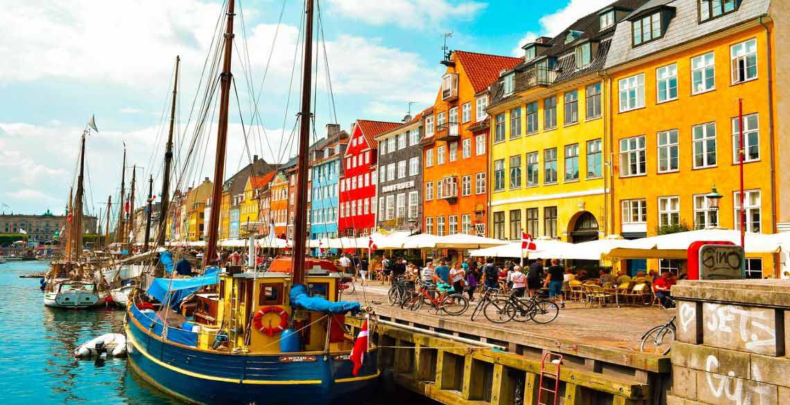 A riverside view of Copenhagen