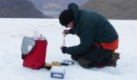 Dr Arwyn Edwards on a glacier