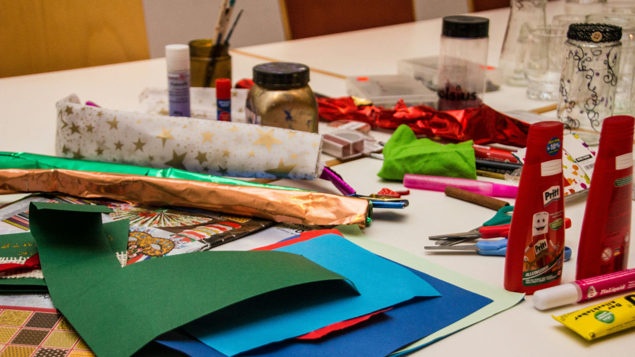 Table with craft supplies