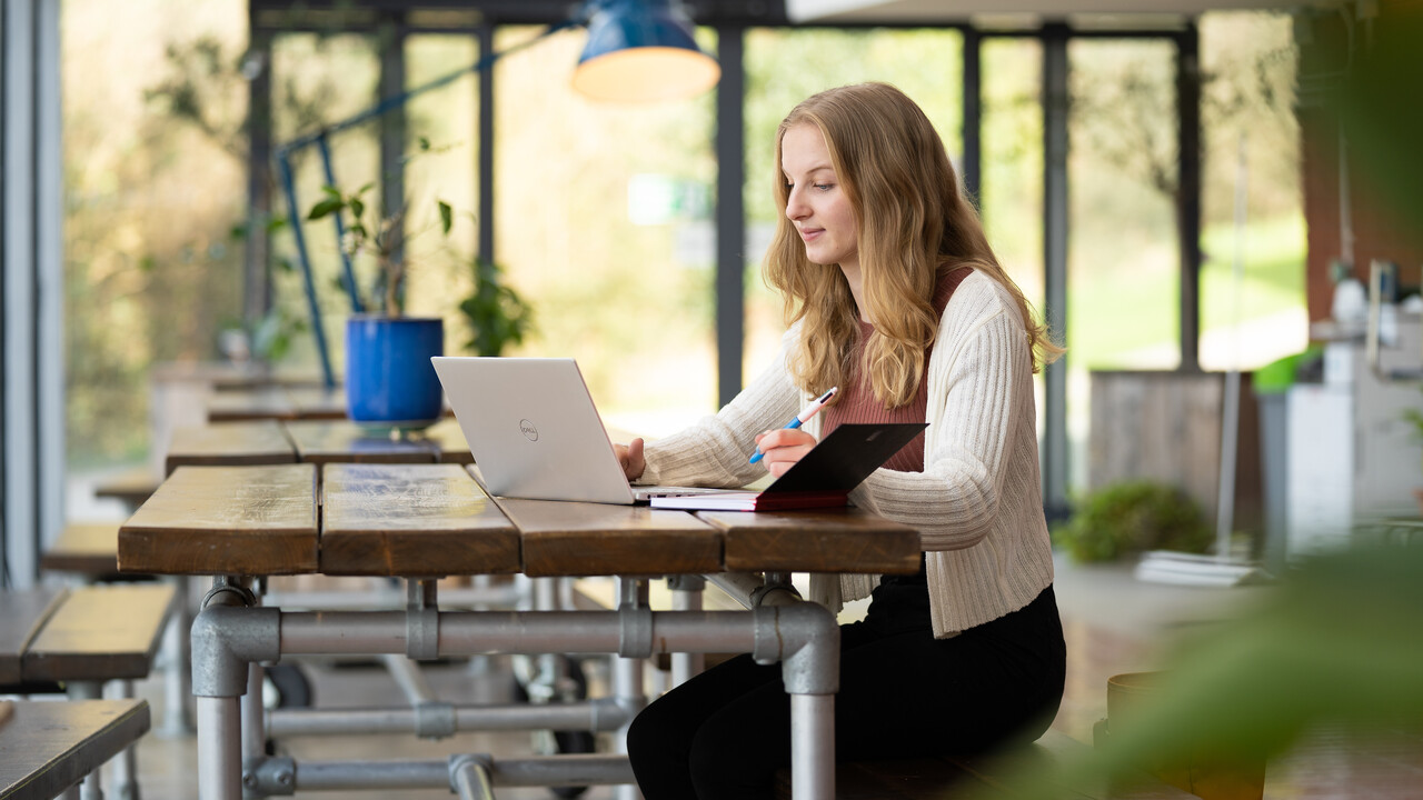 Student using laptop