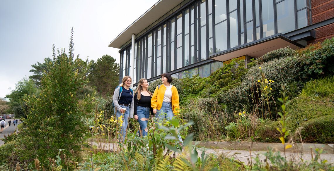 Students walking outside Parry-Williams building