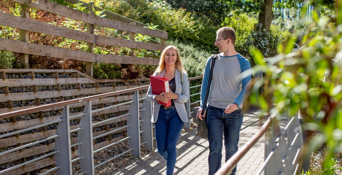 Students walking on path