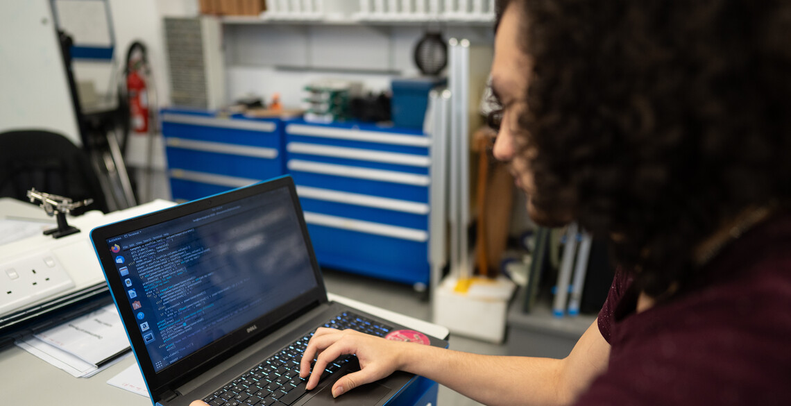 Student working on computer