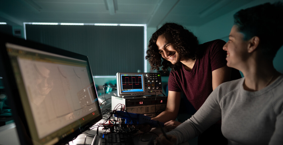 Student working on computer