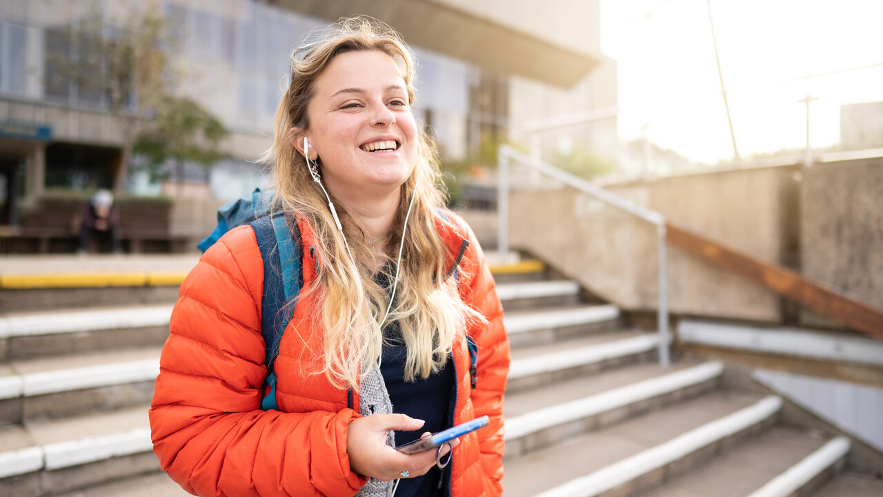 Student using mobile phone